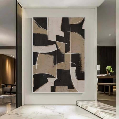 لوحة قماشية بتصميم الفن الهندسي مع برواز مجوف