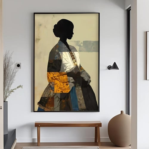 لوحة قماشية بتصميم الفن التجريدي مع برواز مجوف