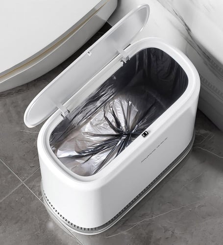 سلة مهملات أنيقة بفتحة كبيرة مع خاصية تمدد الكيس ا...