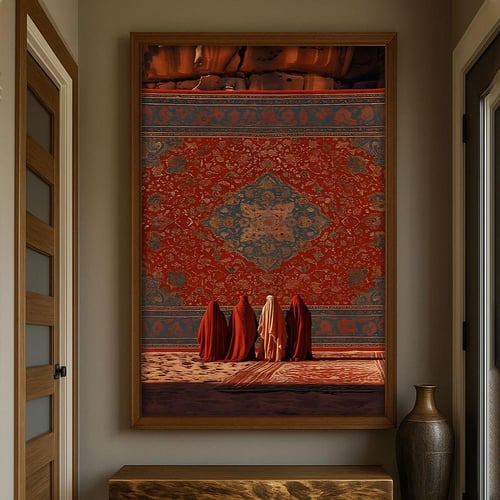 لوحة قماشية بتصميم الفن النجدي مع برواز مجوف