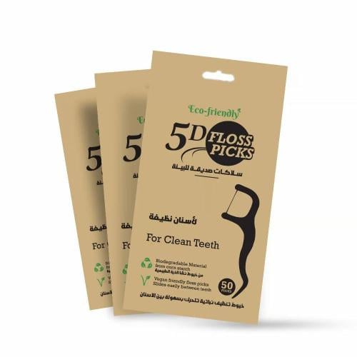 فايف دي اعواد اسنان مع خيط صديقة للبيئة -50 قطعة