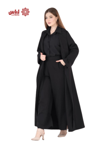 عبايه رسمية مكونه من 3 قطع(اسود)