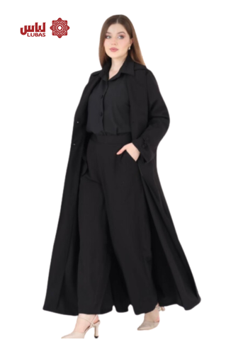 عبايه رسمية مكونه من 3 قطع(اسود)