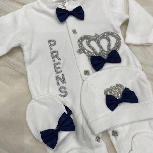 طقم مواليد مخمل ب كرستال 3 قطع