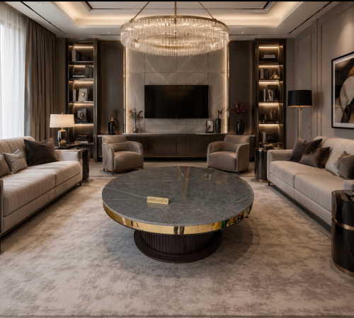 Luxurious marble and wood table