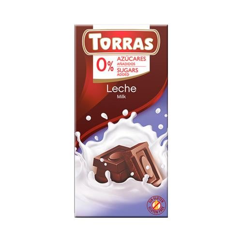 الواح شوكلاتة بالحليب بدون سكر مضاف 75جم TORRAS