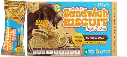 بسكويت ساندوتش عالي البروتين ViveFree 168g