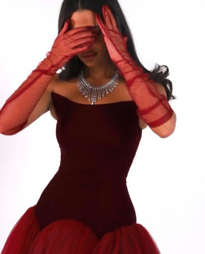 فستان برغندي نافش كيوت