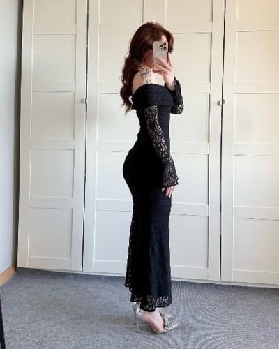فستان اسود دانتيل انيق