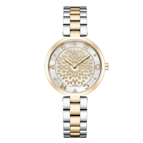 Rochas Ladies Watch ساعة نسائية فضي وذهبي فولاذ مق...