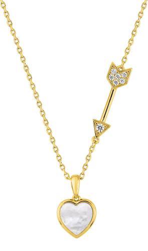 Gold plated necklace with MOP and zirconia - DMC38...