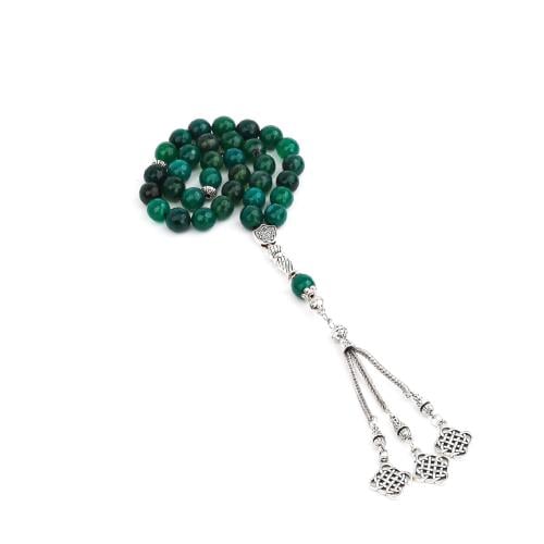 سبحة تورمالين مصنوعة من البورسلان وفضة مع خيط مقاو...