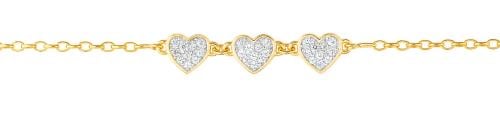 Gold-plated bracelet with white cubic zirconia - D...
