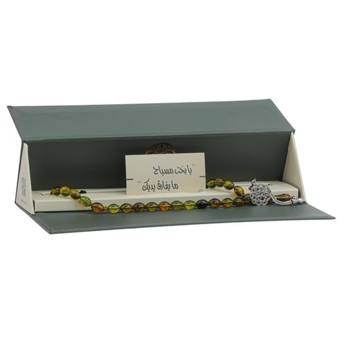 سبحة تورمالين مصنوعة من البورسلان وفضة مع خيط مقاو...