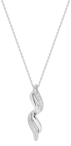 Silver necklace with white cubic zirconia - ASCM58...