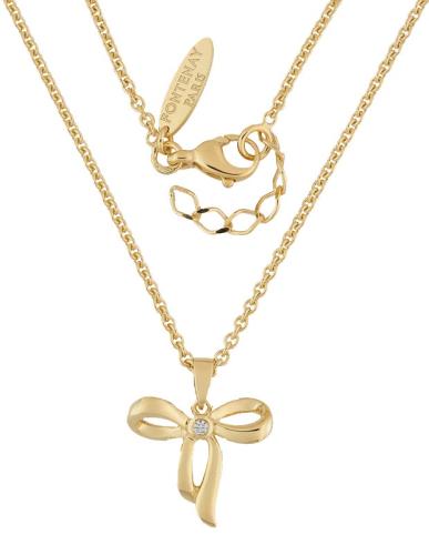 Gold-plated necklace with white cubic zirconia - D...