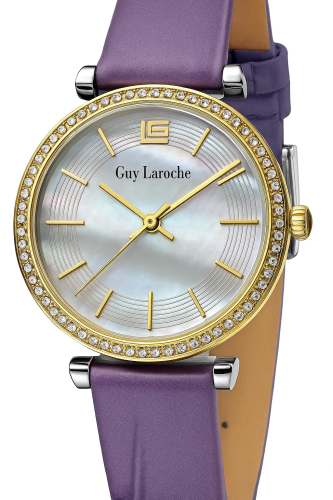 Guy Laroche Women's White/Mother of Pearl Dial Lea...