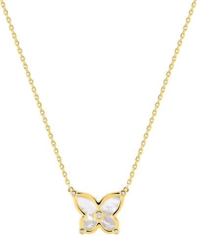 Gold plated necklace with MOP and zirconia - DSC39...