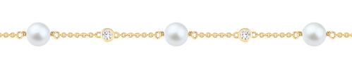 Gold-plated bracelet with pearl and white cubic zi...