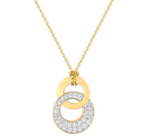 Gold-plated necklace with white cubic zirconia - D...