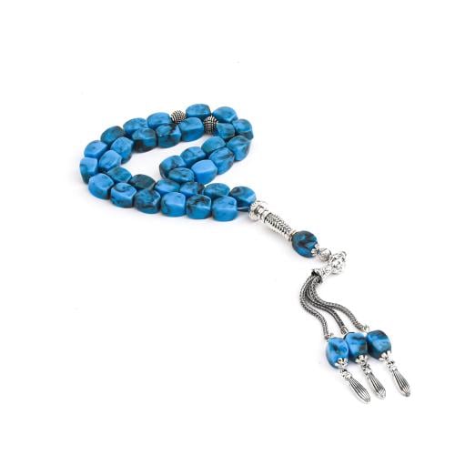 سبحة رجالية تورمالين مصنوعة من البورسلان وفضة مع خ...