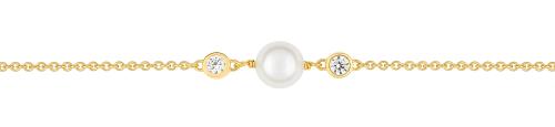 Gold-plated bracelet with pearl and white cubic zi...