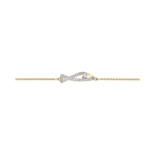 Gold-plated bracelet with white cubic zirconia - D...