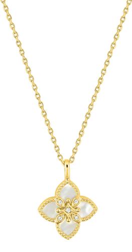 Gold plated necklace with MOP and zirconia - DSC38...