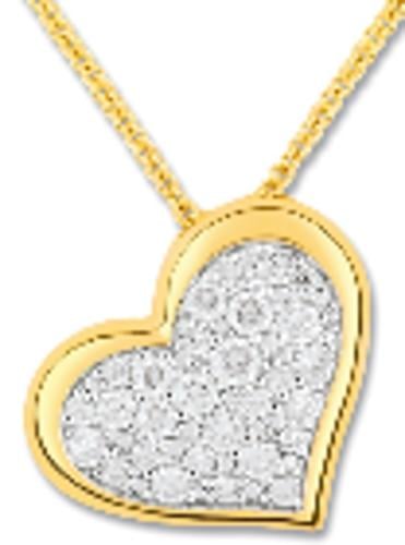 Gold-plated necklace with white cubic zirconia - D...