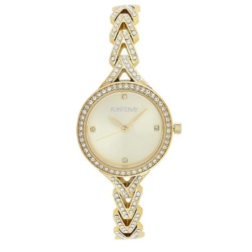 The FONTENAY gold-plated steel watch for women emb...