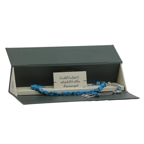 سبحة رجالية تورمالين مصنوعة من البورسلان وفضة مع خ...