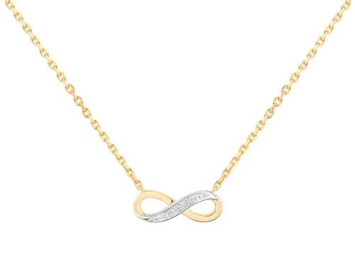 Gold-plated necklace with white cubic zirconia - D...