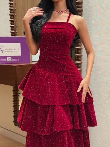 فستان ديما مخمل انيق