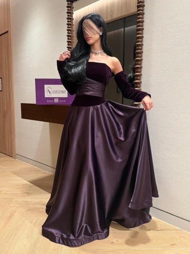 فستان السهرة المخملي والساتان