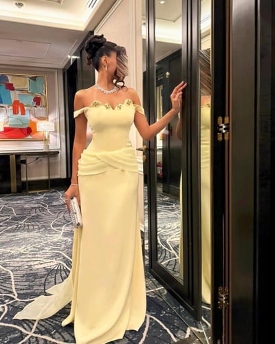 فستان سهرة ليموني انيق