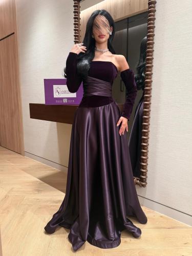 فستان السهرة المخملي والساتان