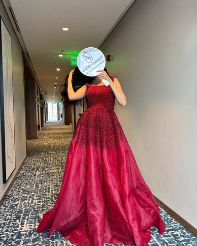 فستان ملكة تطريز يدوي عودي - تصميم ملكي راقي - إطل...