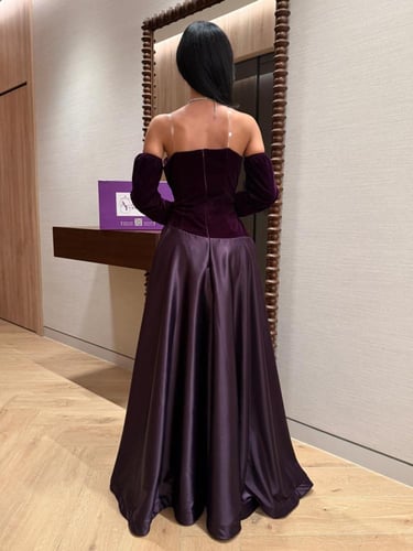 فستان السهرة المخملي والساتان