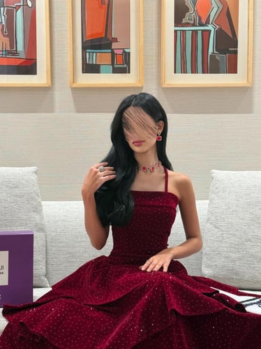 فستان ديما مخمل انيق