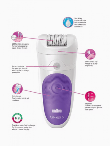 ماكينة إزالة الشعر اللاسلكية سيلك إبيل 5 للاستخدام...