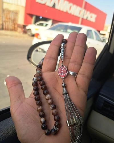 سبحه العقيق بالاسم الفضه خالص