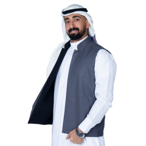 سديري رجالي دبل فيس لون رصاصي مع اسود