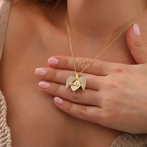 سلسال القلب بالإسم مرصع بالزركون