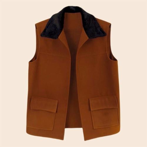 سديري رجالي سنقل فيس قلاب صوف لون جملي