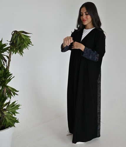 عبايات سوداء كريب فاخرة بقماش ممزوج مع لينن كتان و...