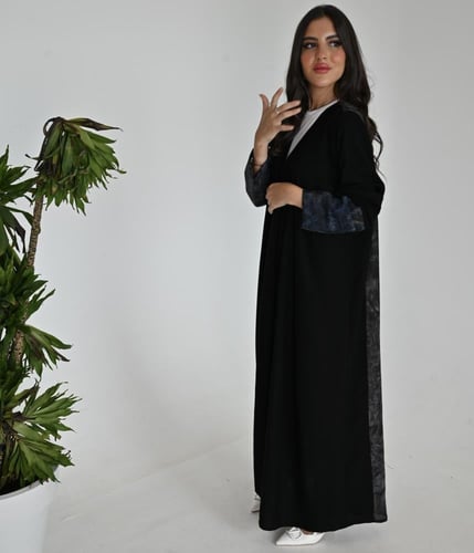 عبايات سوداء كريب فاخرة بقماش ممزوج مع لينن كتان و...