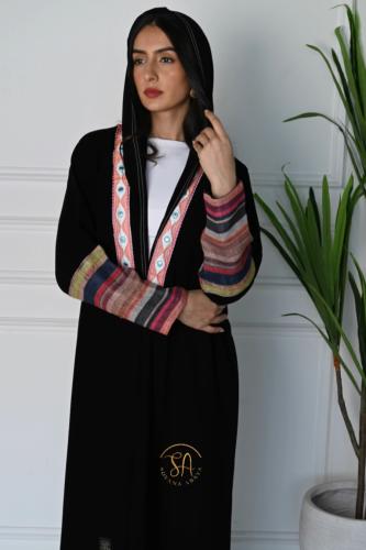 عبايه قماش كريب ملكي ممزوجه بقماش لينن كتان فاخر و...