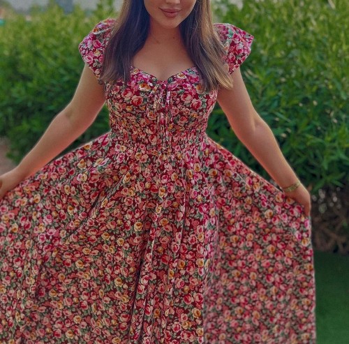 brown flower dress