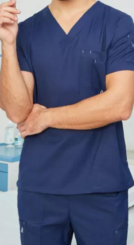 سكراب رجالي مطور كم قصير الرقبهV+2جيب جانبي+وفتحه...