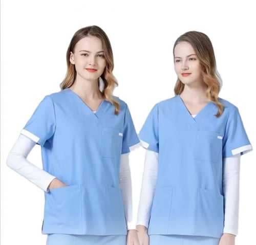 طقم سكراب نسائي عصري مطور V الرقبه 3 جيوب مفتوح من...